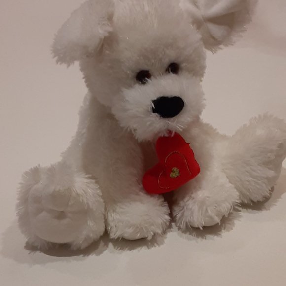 COPY - Mary Meyer VALENTINE soft and plush white stuffed Puppy - Picture 3 of 4